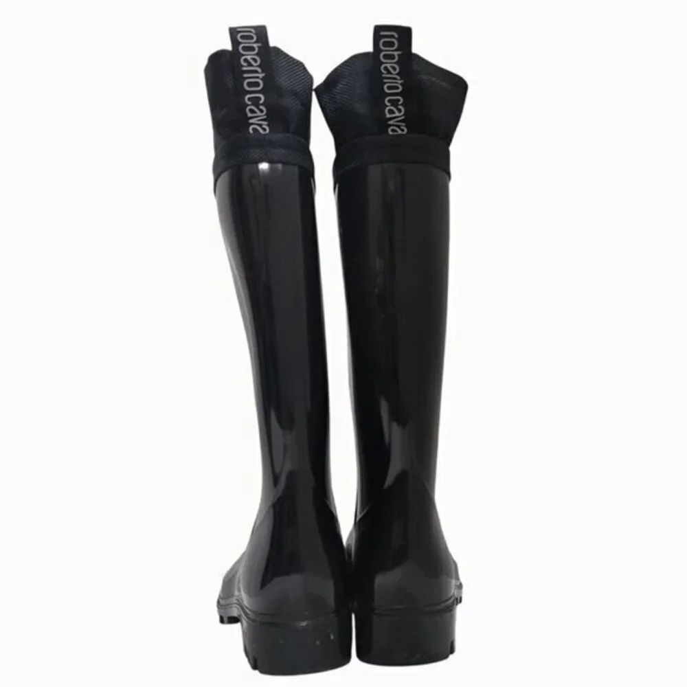 Roberto Cavalli Boots Black Rubber Rain 35